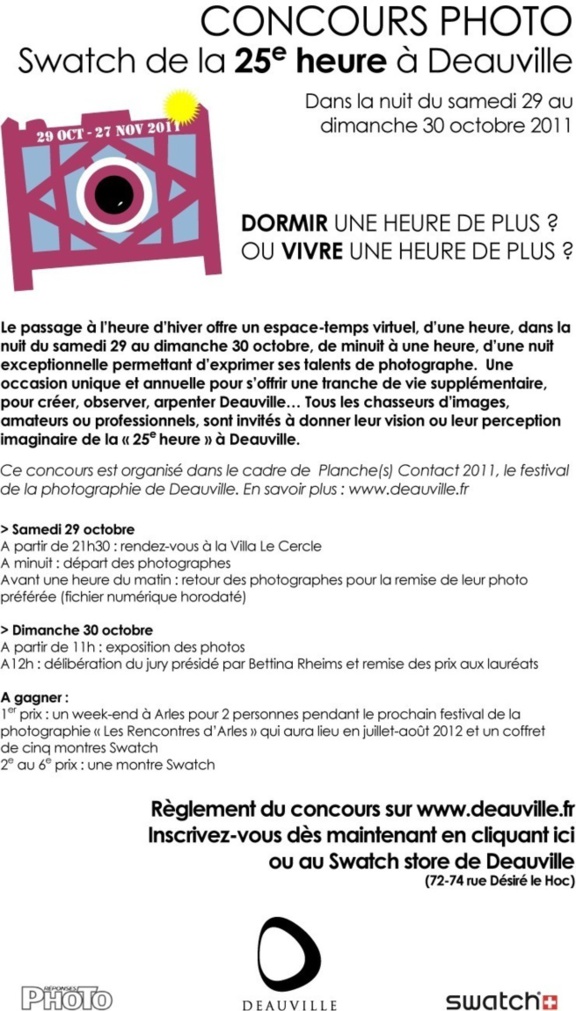 Participez au Concours photo Swatch de la 25e heure à Deauville Participez au Concours photo Swatch de la 25e heure à Deauville