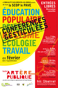 Conférences gesticulées  de et par La SCOP "Le Pavé", Coopérative d'éducation populaire