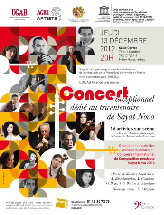 Concert exceptionnel dédié au tricentenaire de Sayat Nova Concert exceptionnel dédié au tricentenaire de Sayat Nova