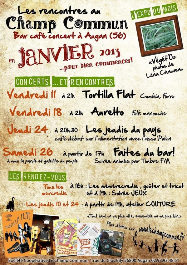 Programmation culturelle du café concert du Champ Commun à Augan Programmation culturelle du café concert du Champ Commun à Augan