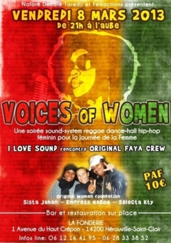 soiré - Journée de la Femme - Women Voices - I LOVE SOUND + Original Faya Crew 