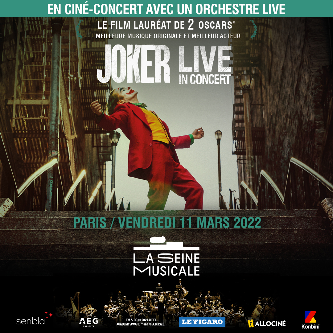 Joker, le ciné-concert à Paris est prévu le 11 mars 2022 à la Seine Musicale Joker, le ciné-concert à Paris est prévu le 11 mars 2022 à la Seine Musicale