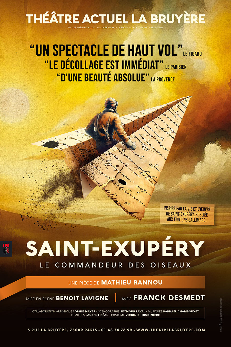 Saint-Exupéry reprend son envol au Théâtre Actuel La Bruyère Saint-Exupéry reprend son envol au Théâtre Actuel La Bruyère