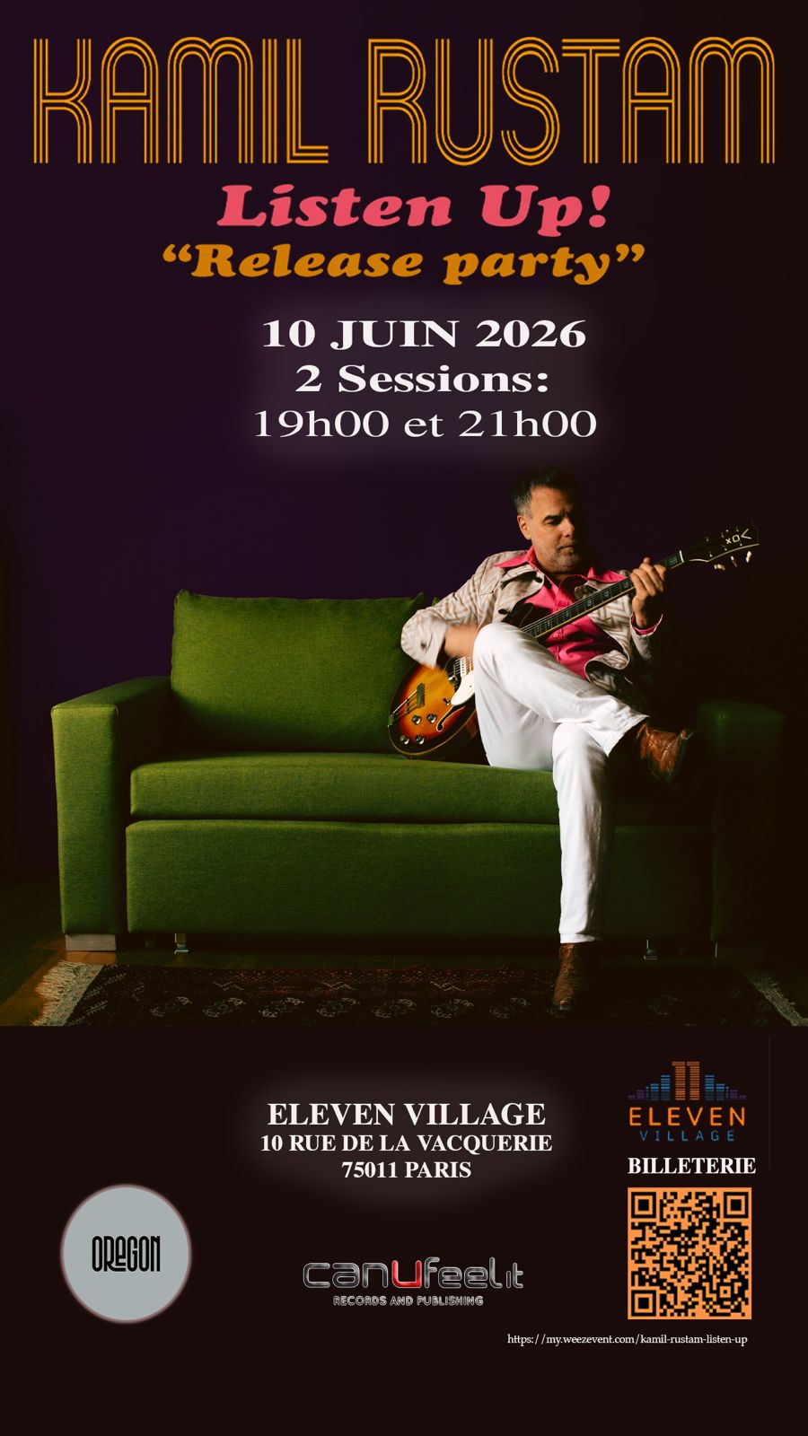 Kamil Rustam en concert au Théâtre de l’IA à Paris pour la sortie de Listen Up! le 10 juin 2026