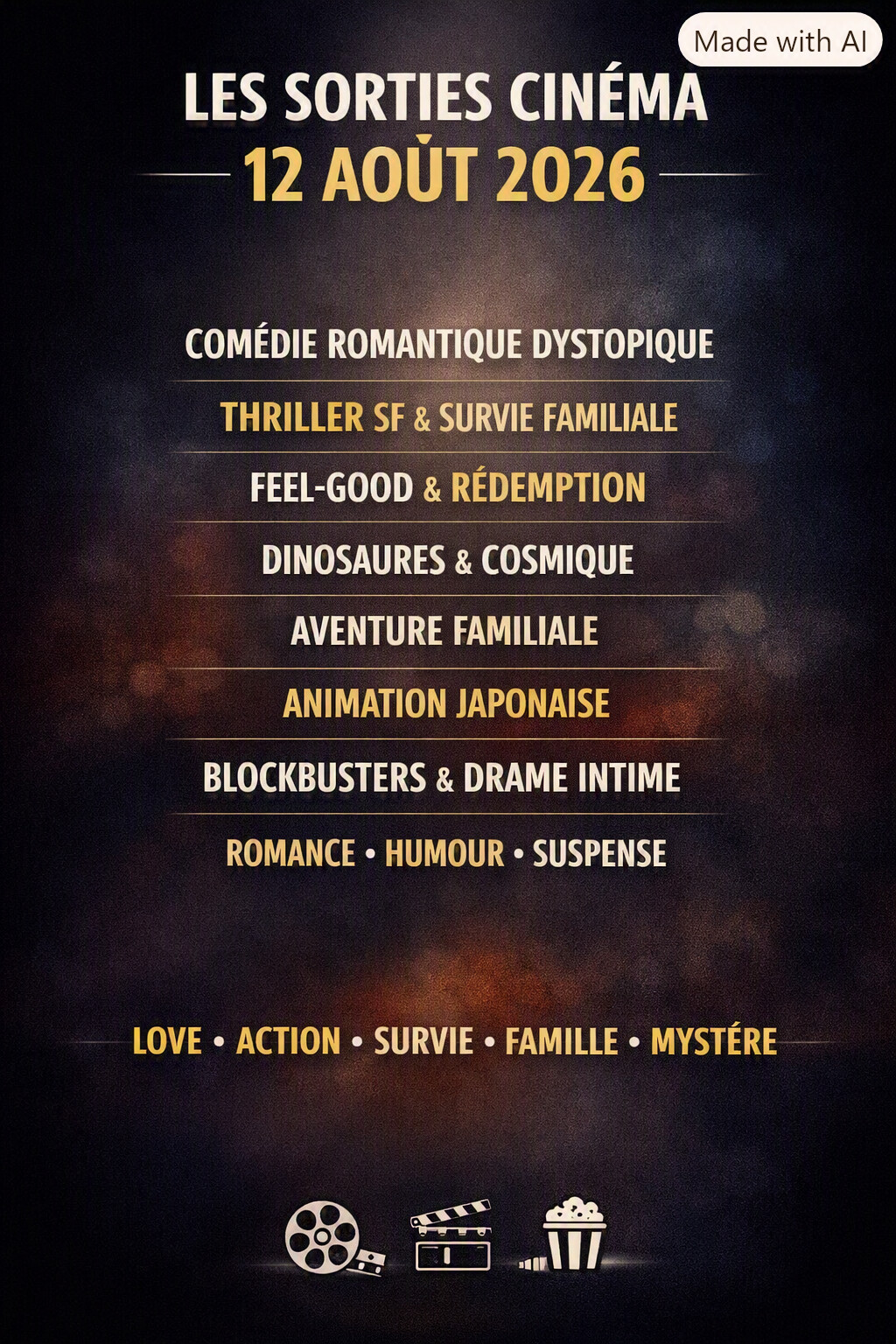 Cinéma : les trois sorties majeures du 12 août 2026 à ne pas manquer