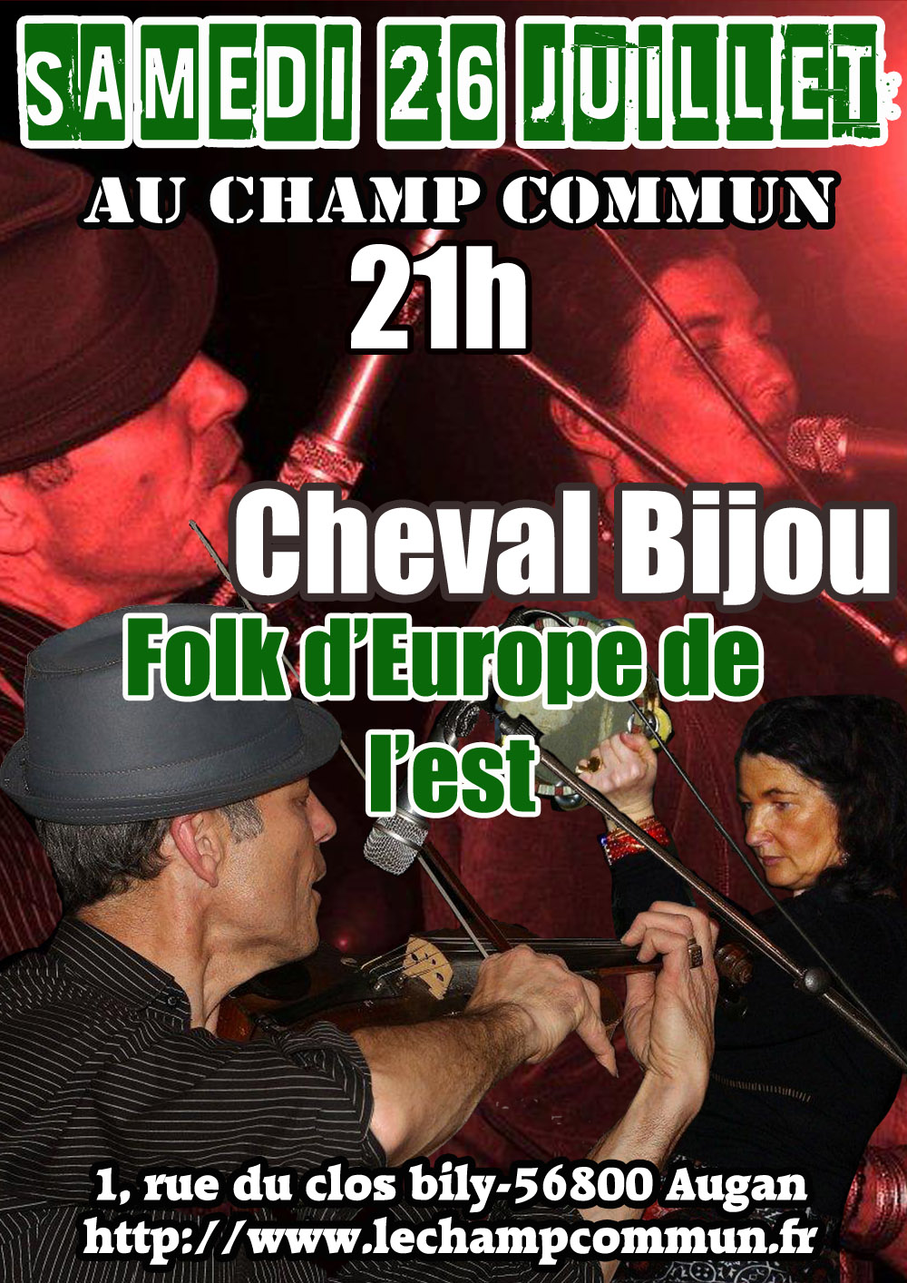 Samedi 26 juillet à 21 au Champ Commun- Folk d'Europe de l'Est avec Cheval Bijou