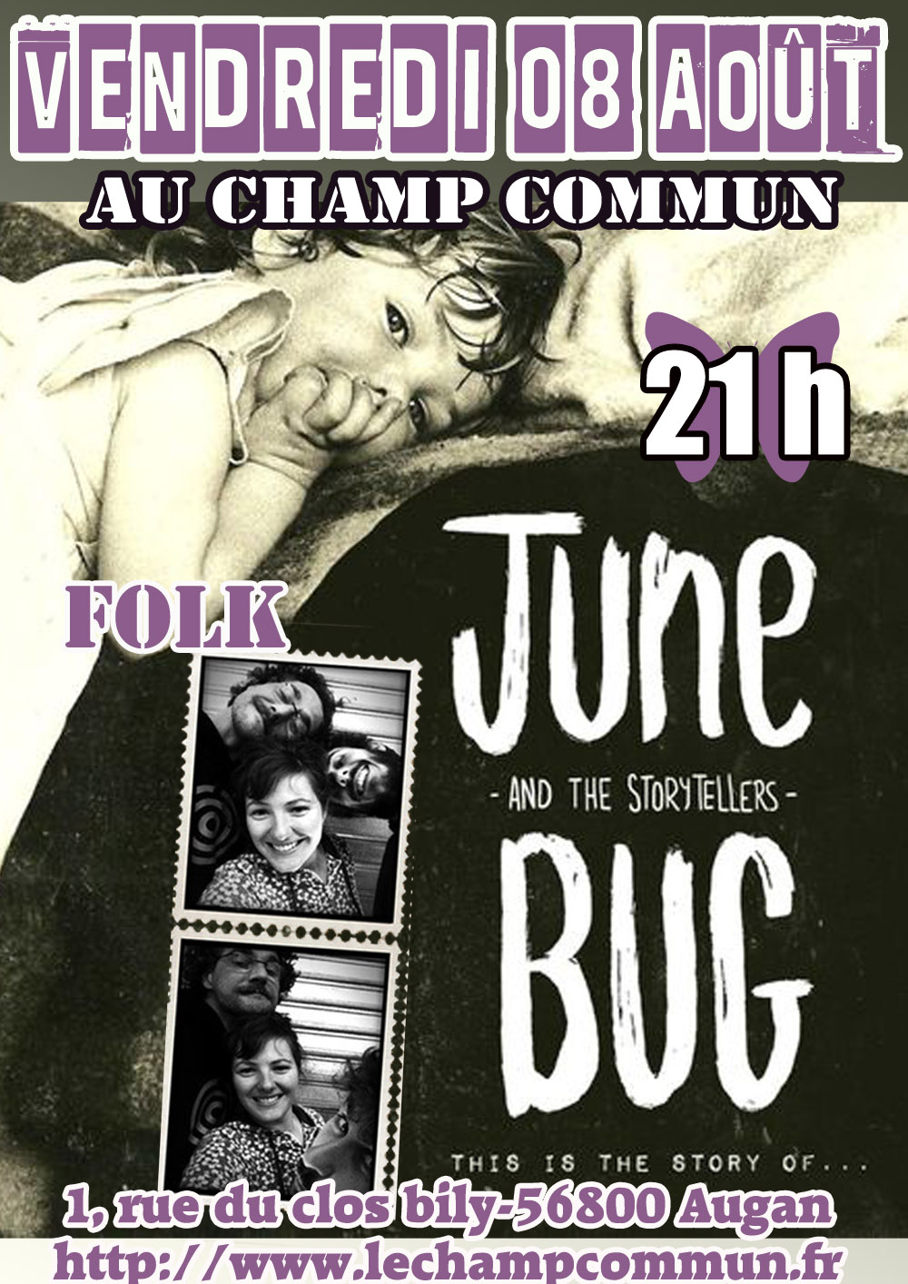 Vendredi 08 Août à 21h au Champ commun- Folk avec June Bug & the story tellers