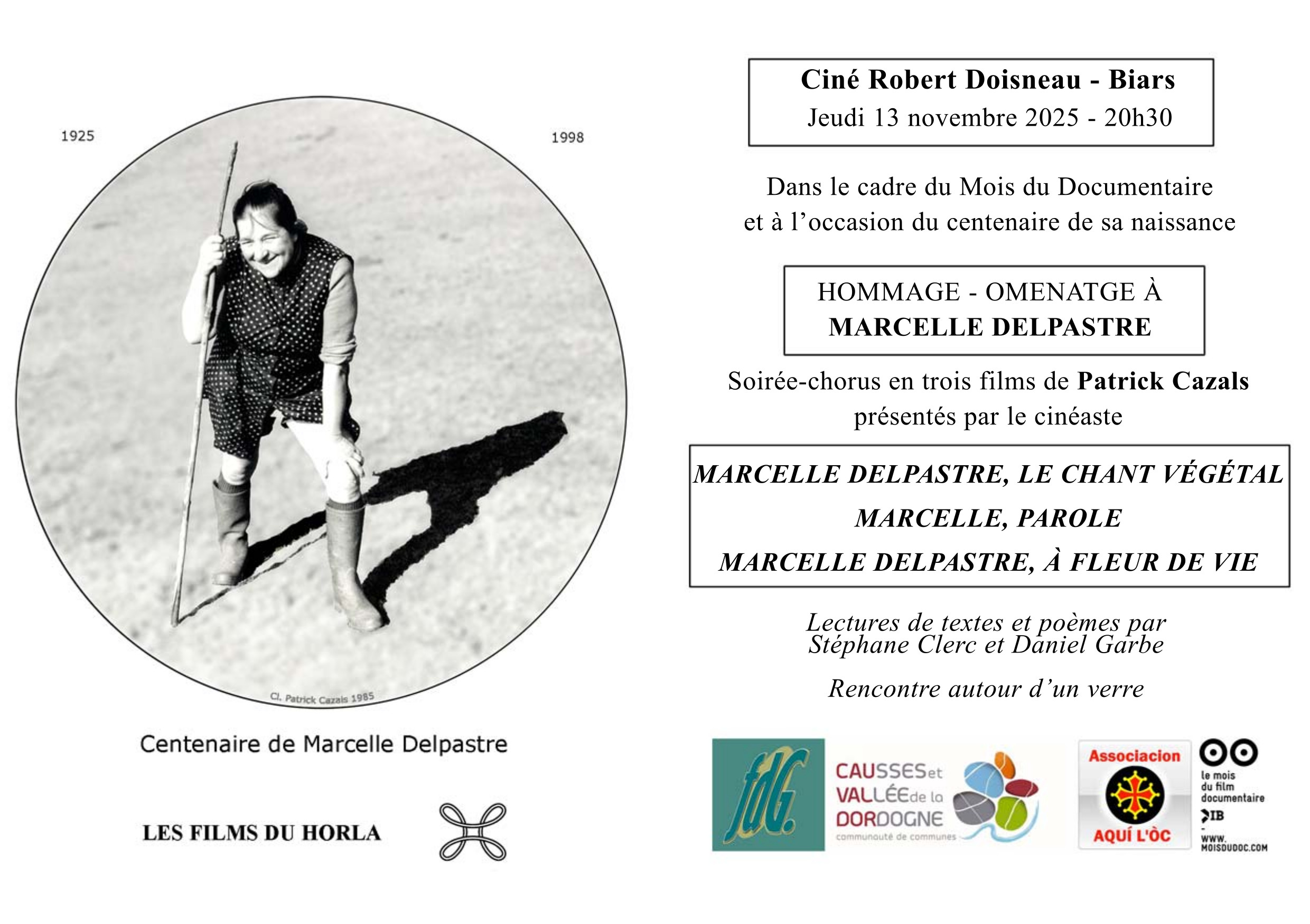 Hommage à Marcelle Delpastre : une soirée cinéma et poésie à Biars Hommage à Marcelle Delpastre : une soirée cinéma et poésie à Biars