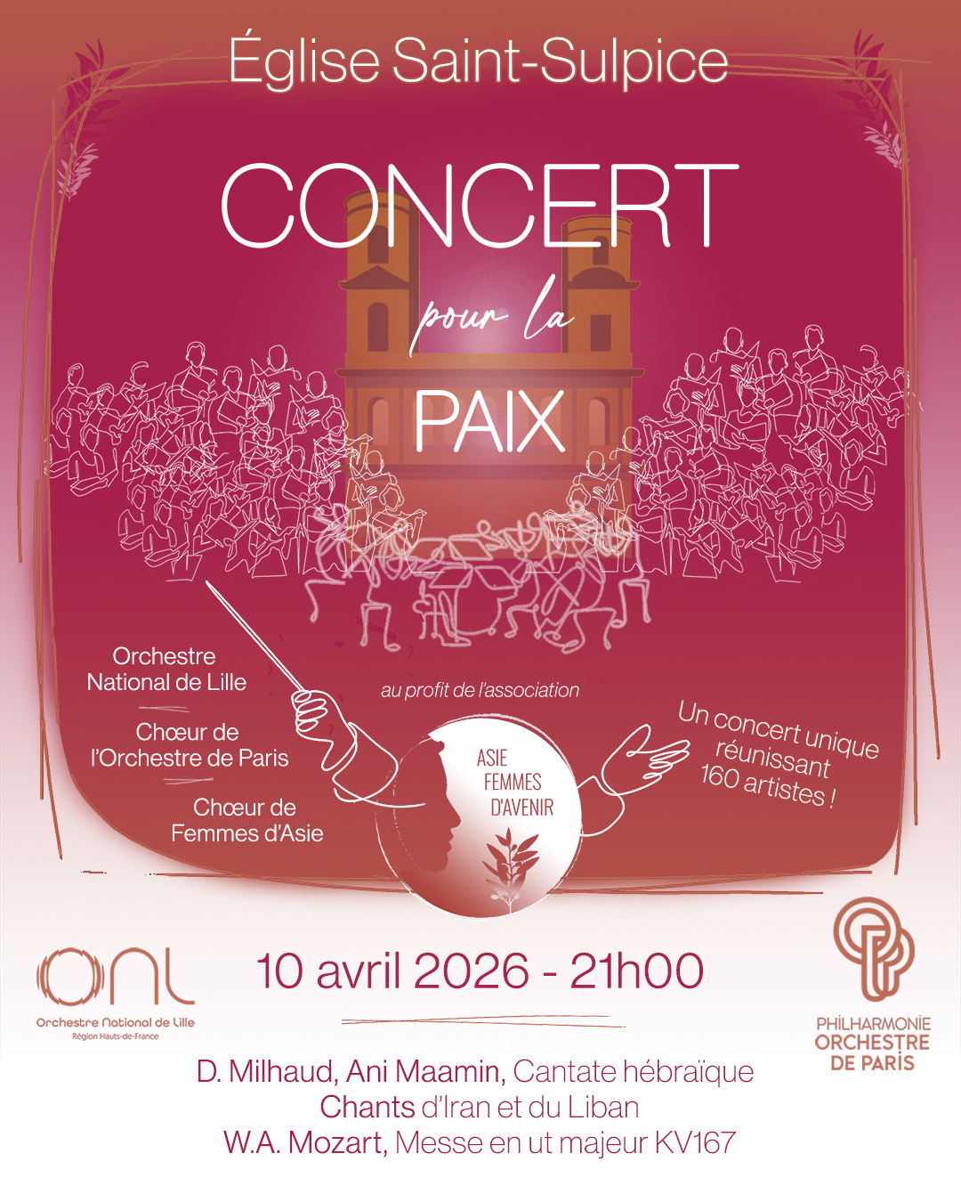 Le Concert pour la Paix à Paris – 160 artistes à l’Église Saint-Sulpice le 10 avril 2026