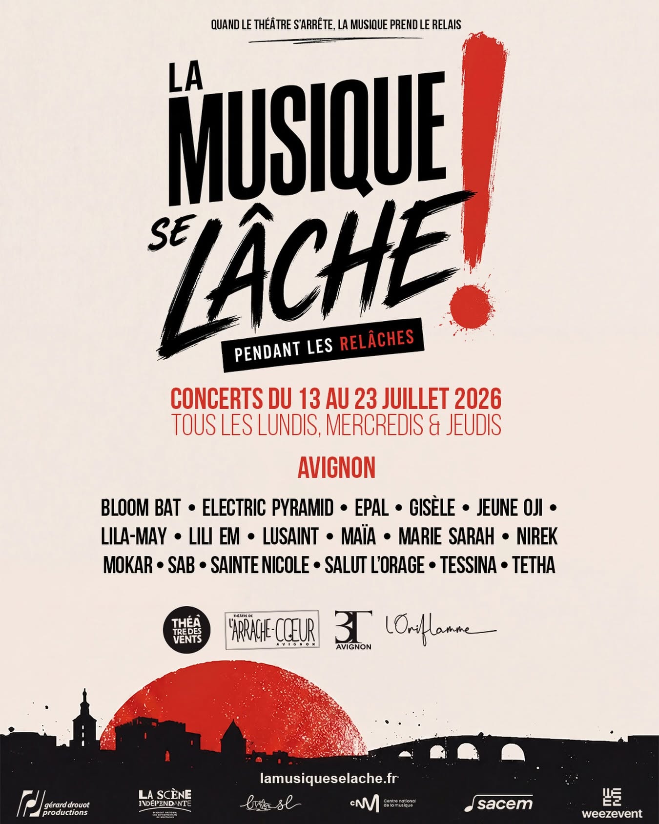 La Musique Se Lâche pendant les Relâches fait vibrer Avignon avec seize concerts en juillet 2026