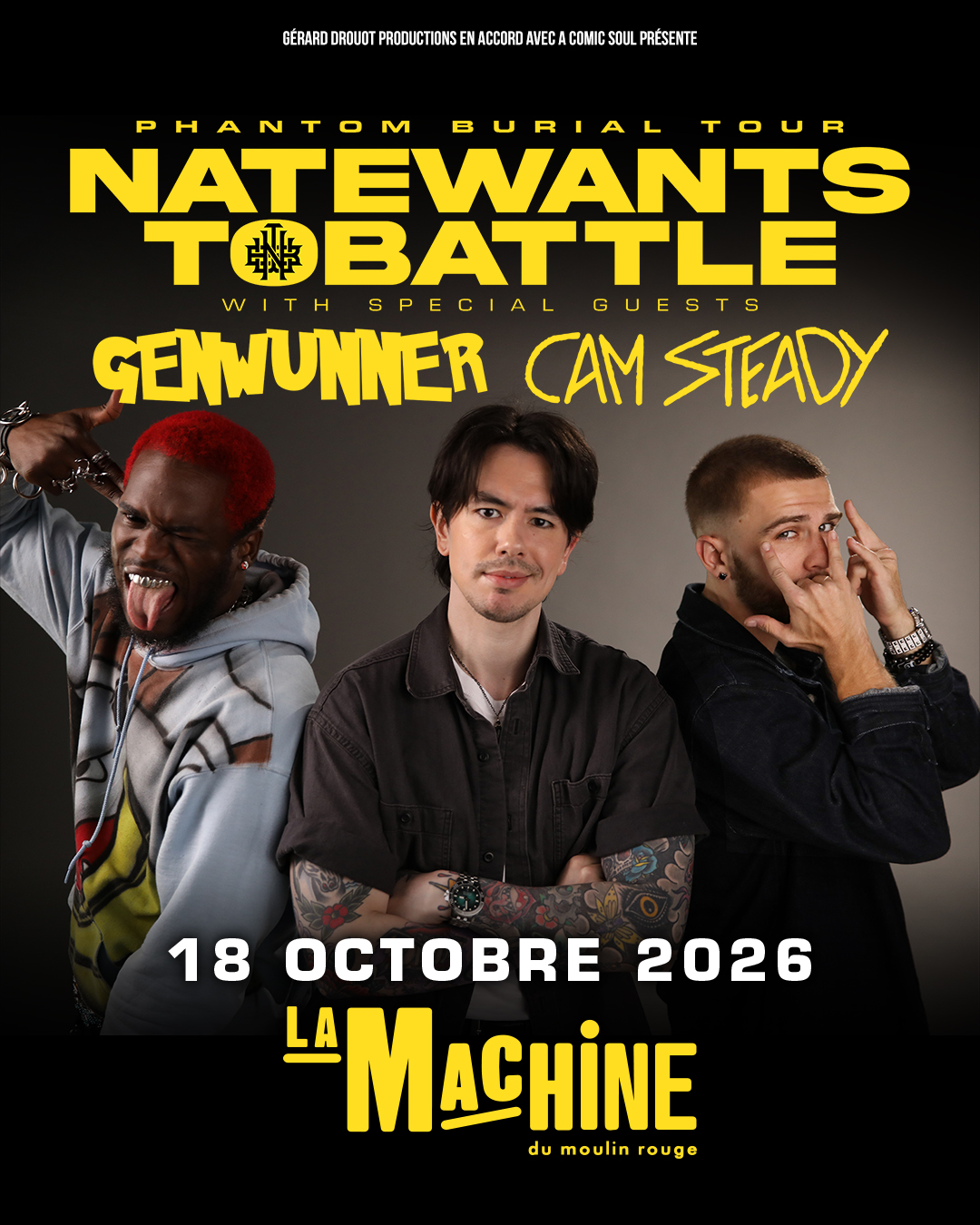 NateWantsToBattle en concert à Paris : rendez-vous à La Machine du Moulin Rouge le 18 octobre 2026