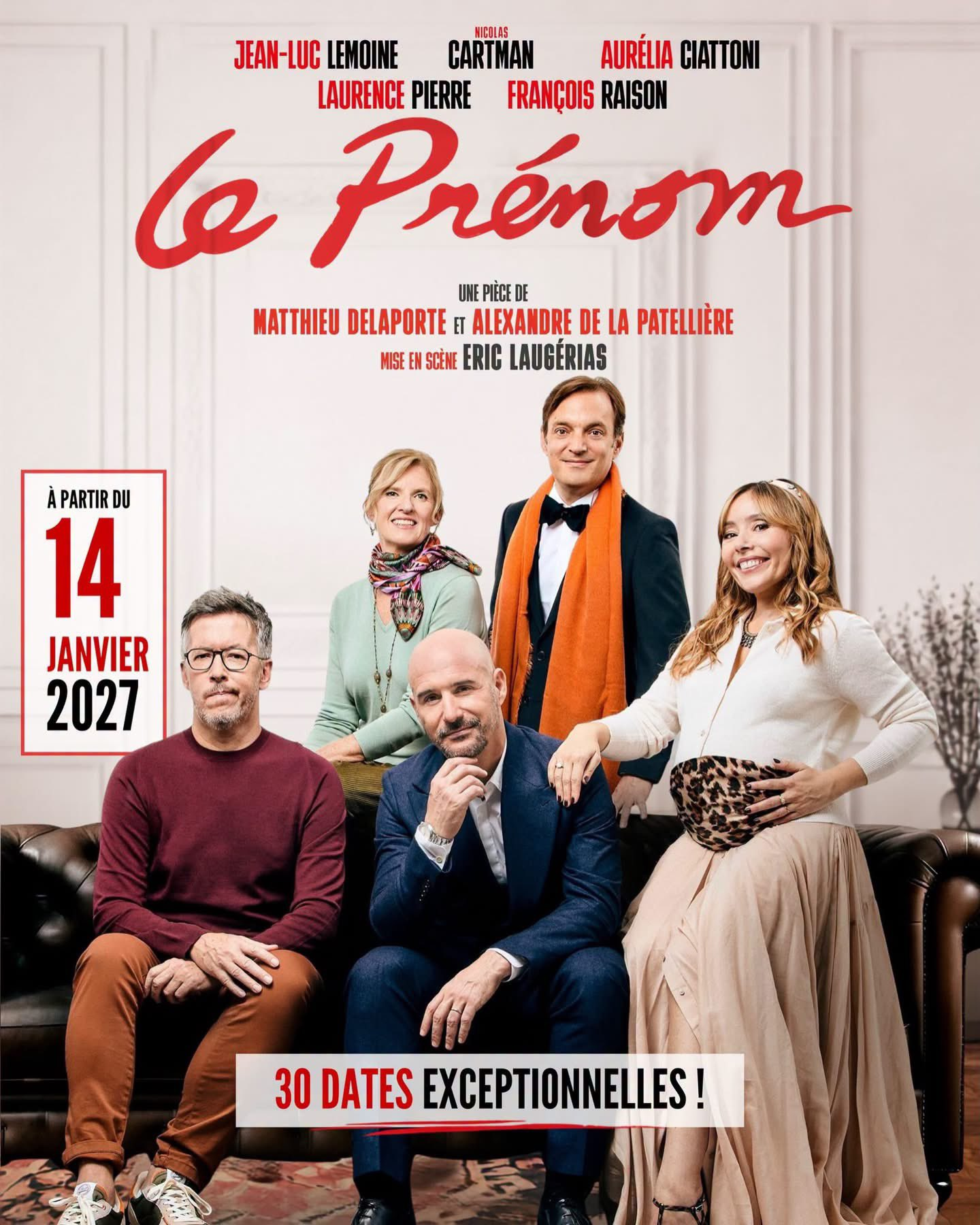 Le Prénom revient au Apollo Théâtre dès le 14 janvier 2027