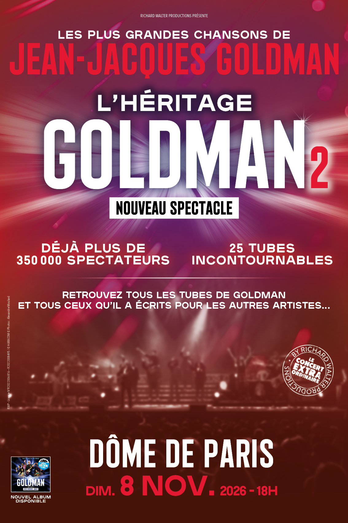 L'Héritage Goldman 2 en concert au Dôme de Paris le 8 novembre 2026 avant une grande tournée en France