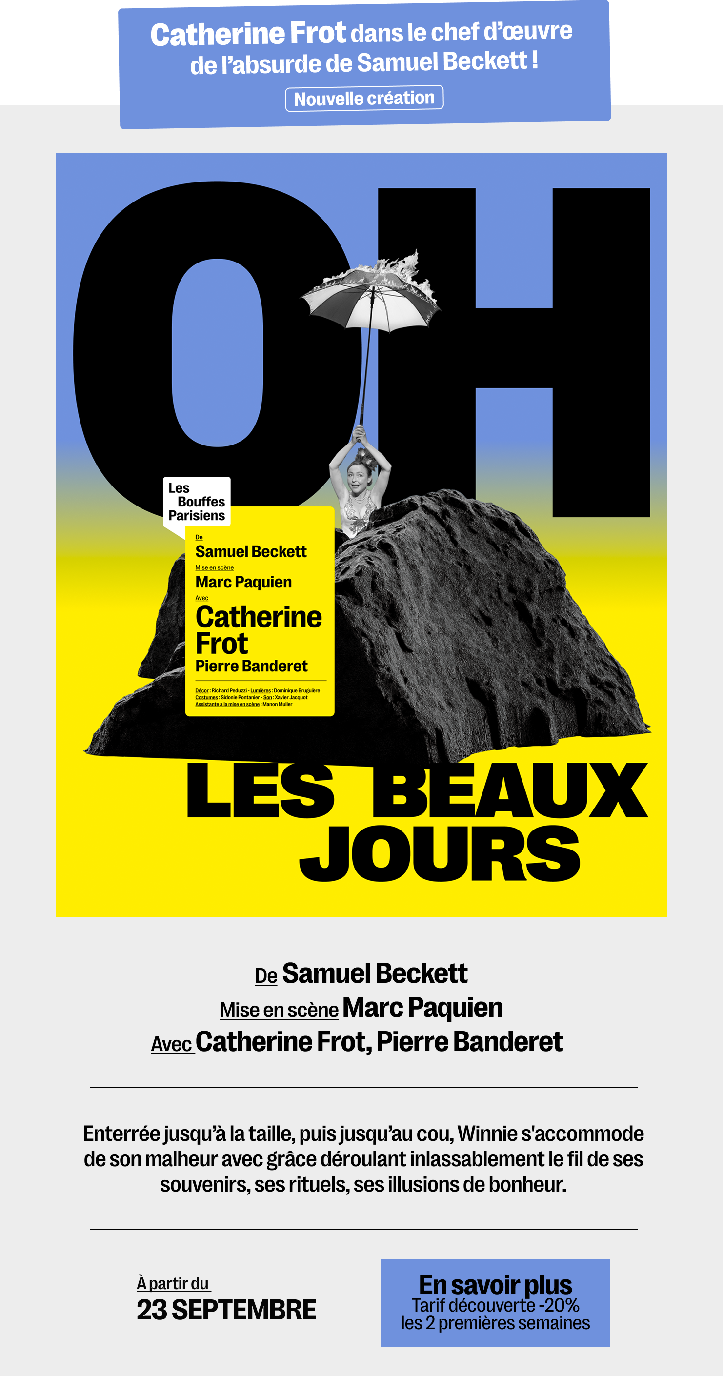 Catherine Frot retrouve Winnie dans Oh les beaux jours aux Bouffes Parisiens