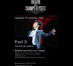 Paul Ji, son premier récital à Paris au Théâtre des Champs-Elysées le 19/10/2024